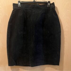 Vintage Black suede 100% leather skirt size 14